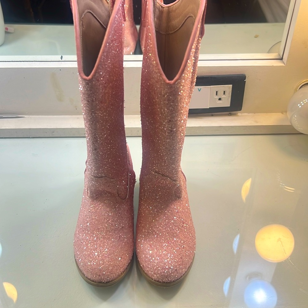 New Pink Glitter Cowgirl Boots
